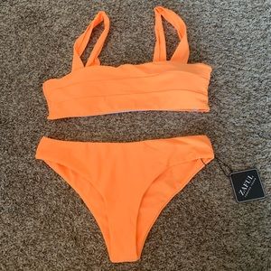 NWT Zaful neon orange bikini (L)